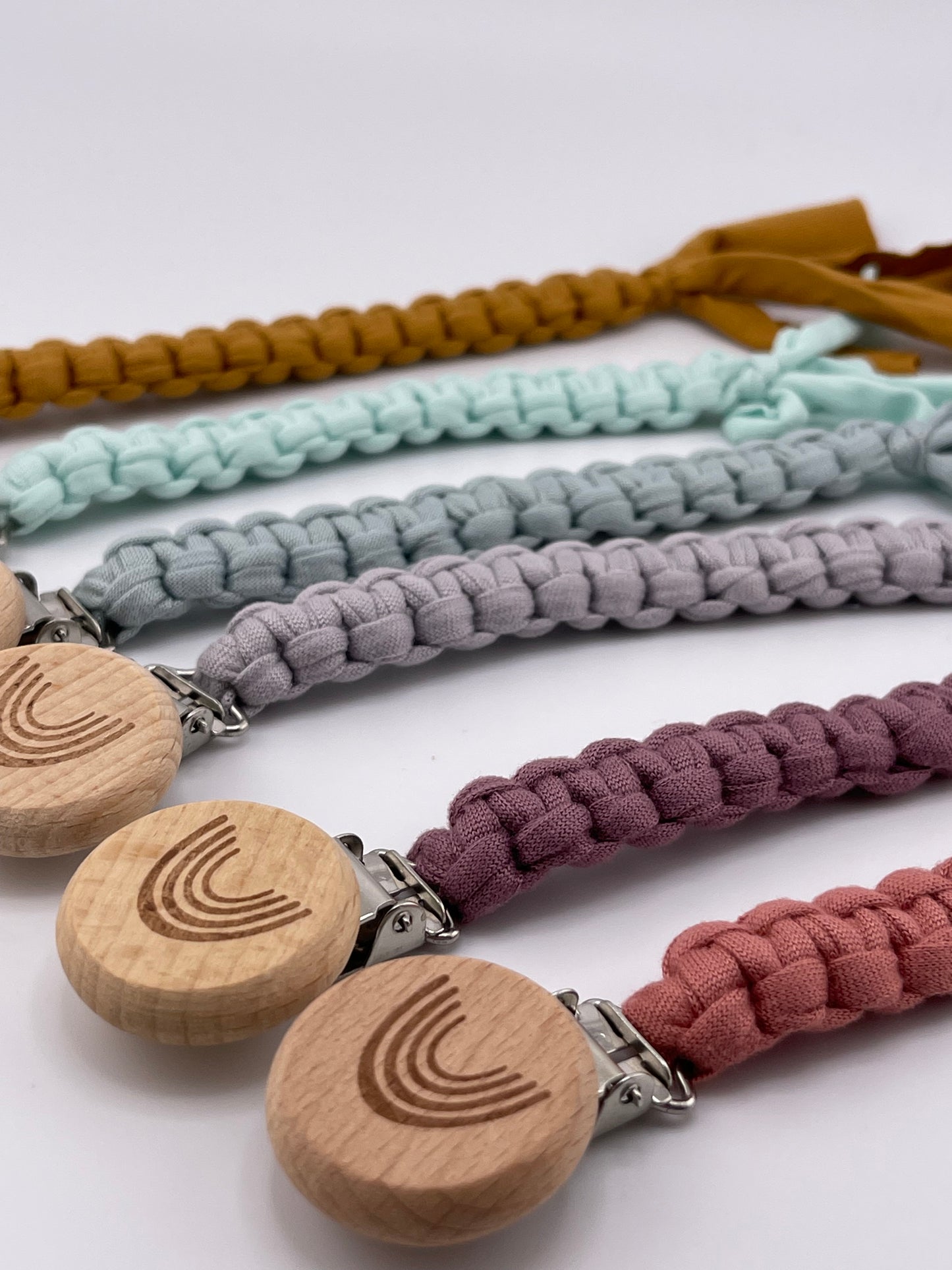 Braided Pacifier Chain with Wood Clip