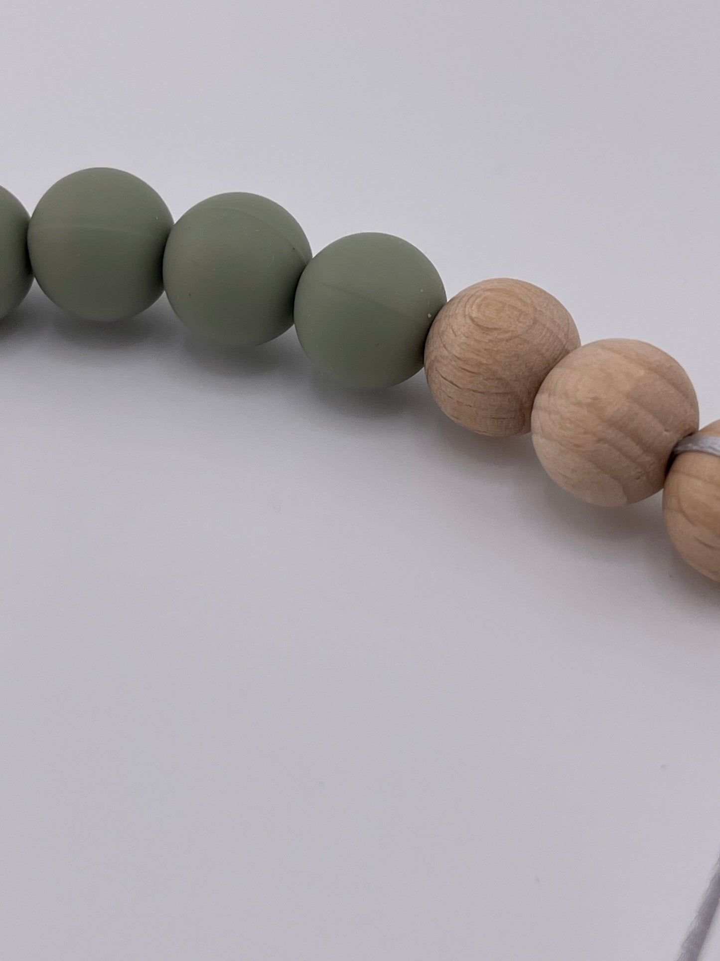 Silicone Bead Pacifier Chain with Wood Clip