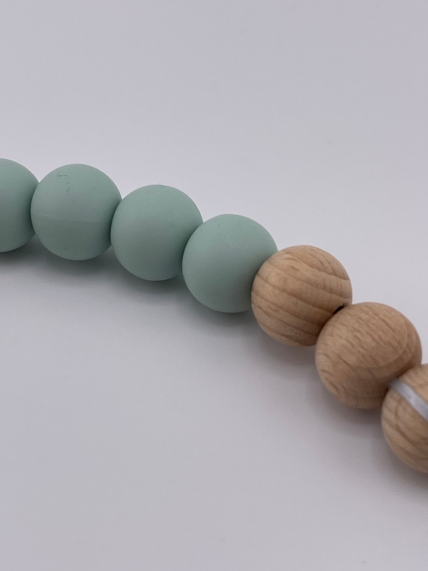 Silicone Bead Pacifier Chain with Wood Clip