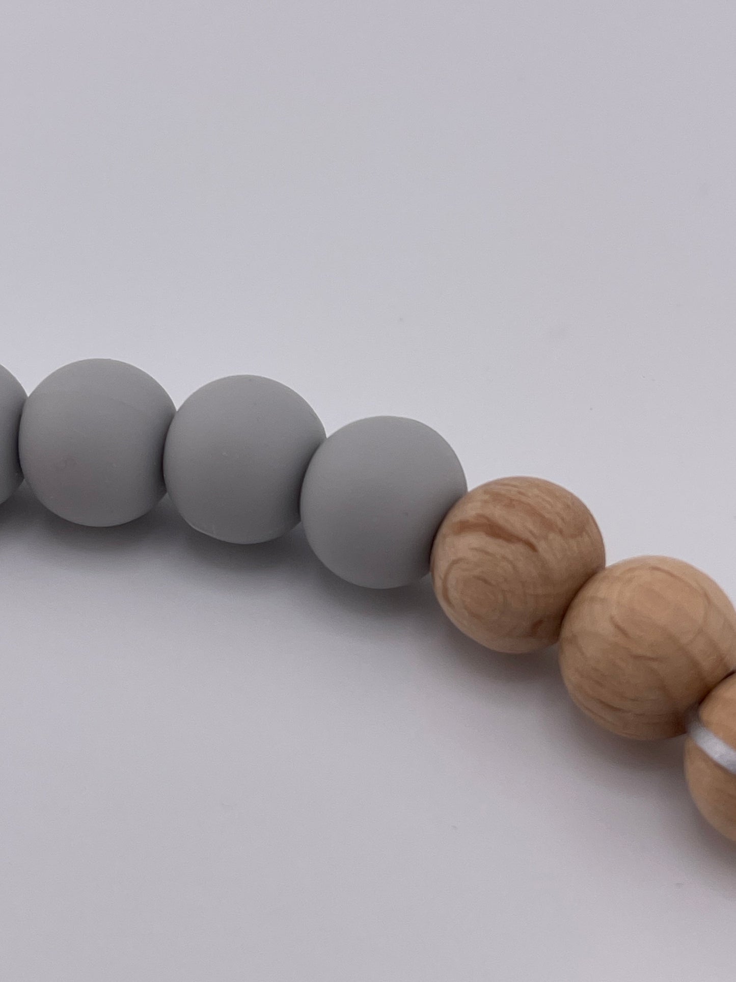 Silicone Bead Pacifier Chain with Wood Clip