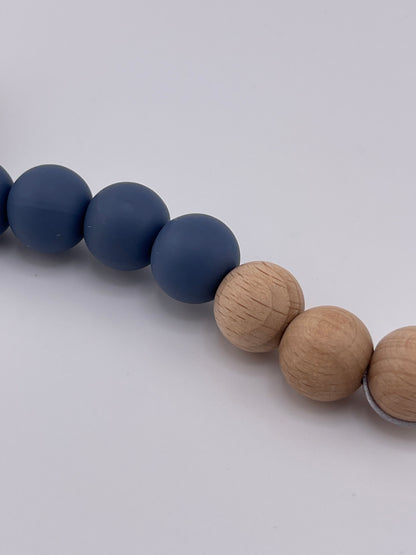 Silicone Bead Pacifier Chain with Wood Clip