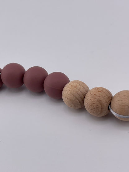 Silicone Bead Pacifier Chain with Wood Clip