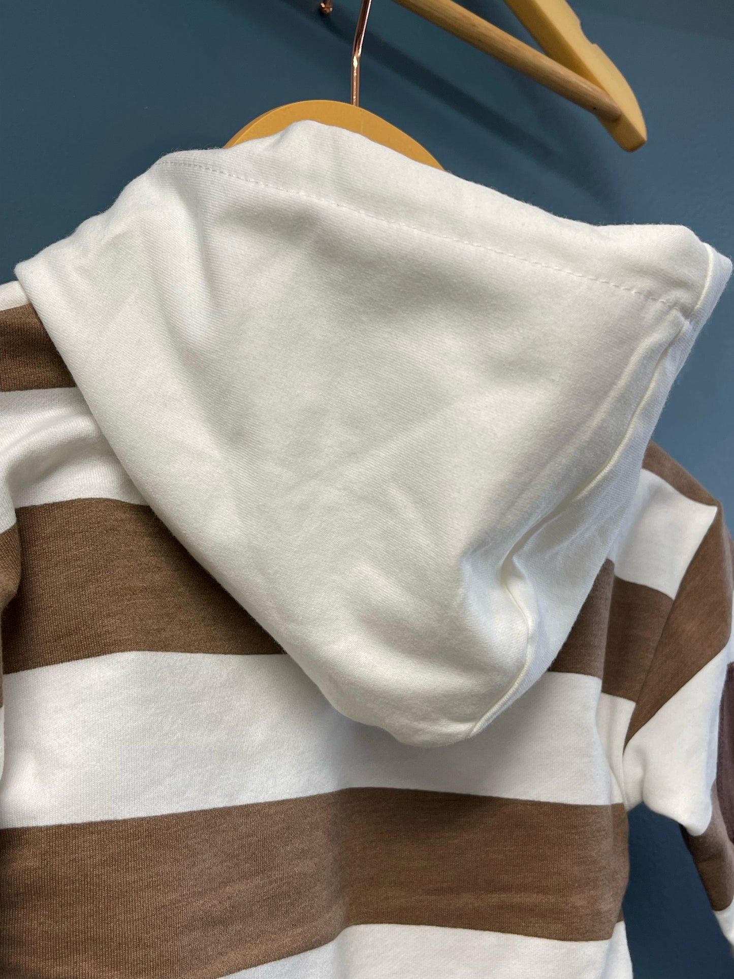 White and Brown Hooded Bubble Bodysuit